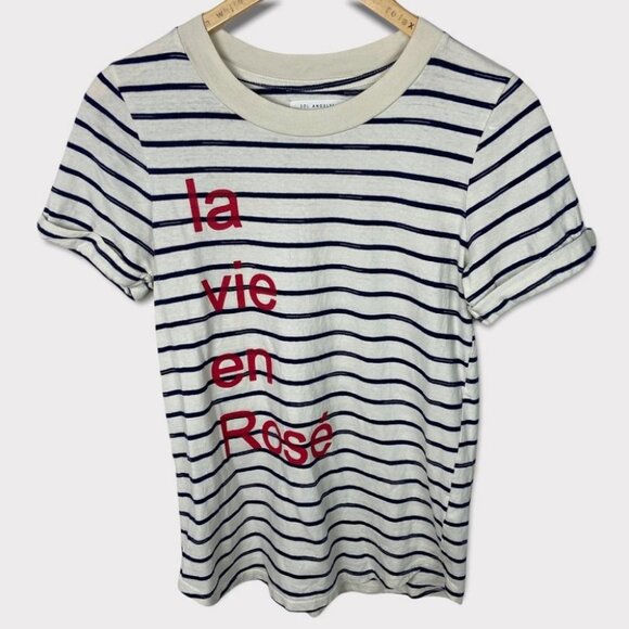 Anthropologie La Vie En Rose Graphic Tee Striped Sol Angeles Size XS Boho Top - Picture 3 of 10